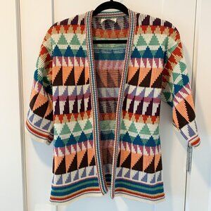 Vintage abstract short sleeve sweater cardigan